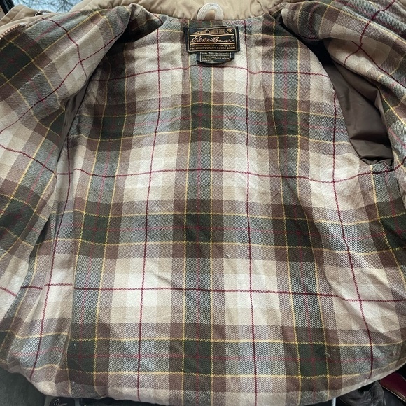 Vintage Eddie Bauer Flannel Lined Insulated Trench Coat in Tan Size Small - Picture 5 of 7